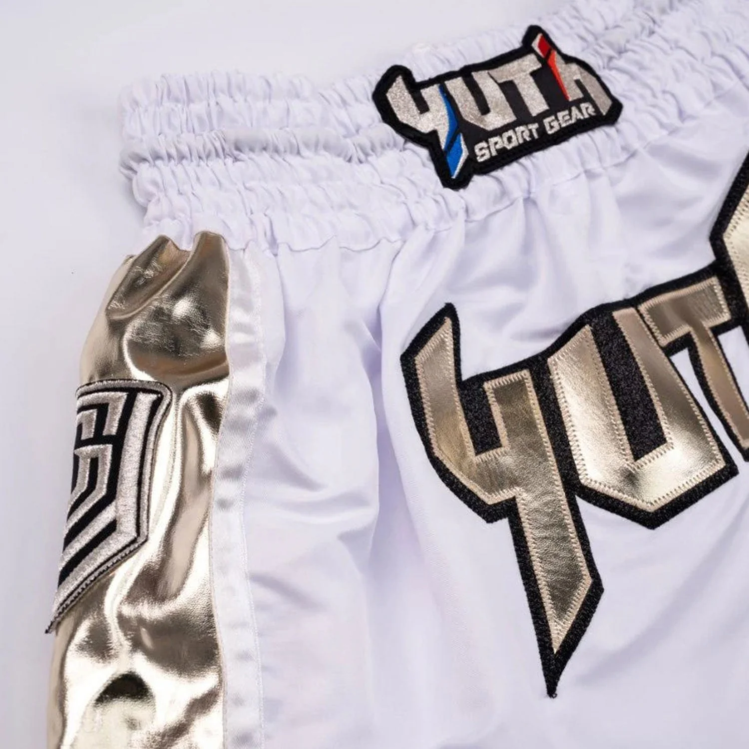 Yuth Hologram Muaythai Shorts White-Gold - Image 2